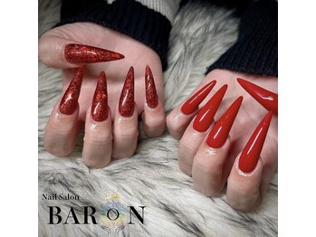 バロン 新宿店(BARON)/レッドラメホロネイル