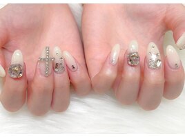 ビジューネイル/クロス/韓国風