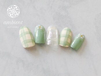 ネイルスタジオ アンビエント 表町店(Nail Studio ambient)/チェックネイル ぷっくりアート