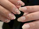 お花 ドット レースネイル ホロ