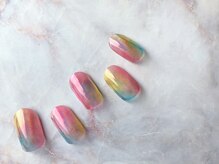 ミーム(meme)/塗りかけデザインミラーネイル