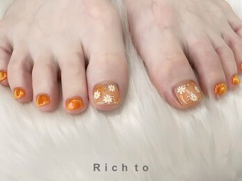 リッチ トゥ 安城店(Rich to)/フットネイル 2本アート×ミラー