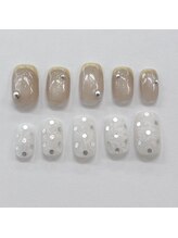 エクリュ(ecru..)/yellow french × lace dot