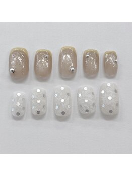 エクリュ(ecru..)/yellow french × lace dot