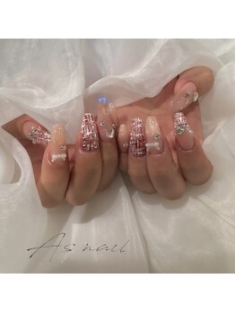 アズネイル シロコ(As nail Shiroko)/"ネイル"ガーリーツイードネイル