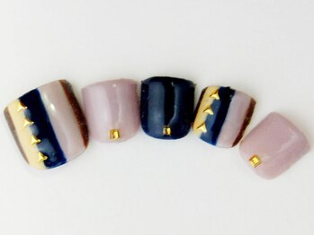 ネイルサロン ドレリッチ 大宮店(drerich)/シックカラー太ストライプ