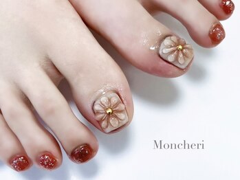 モンシェリ(Moncheri)の写真/フットネイルなら好きなデザインを楽しめる☆ハンドネイルが出来ない方にも◎足元からオシャレに女子力UP♪