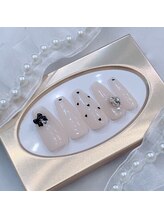 ネイルポット(Nail Pot)/ドット　リボン　ワンホンネイル