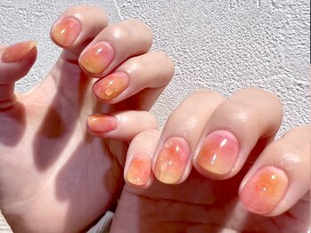 ネイルマジック 仙台一番町店(NAIL MAJIC)/桃ネイル×水滴ネイル