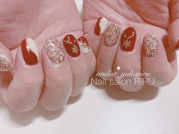 リル(RIRU)/雪の結晶＆ツイードネイル