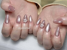 マグネットピンク花ネイル