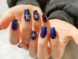 ワンカラー　ネイビー　星