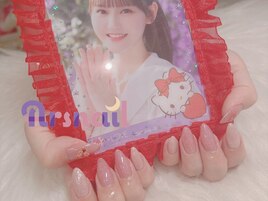 メンカラレッド推し活ネイル