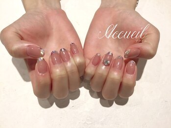 アクイユ 銀座店(ACCUEIL)/ガラスフレンチネイル