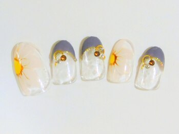 ネイルサロン ドレリッチ 大宮店(drerich)/【6990】お花ブルーフレンチ