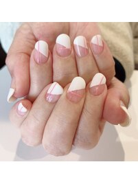 ななめフレンチ　ピンクライン