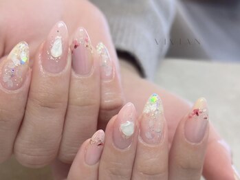 ヴィヴィアン ネイル(Vivian nail)/桜ネイル　押し花　