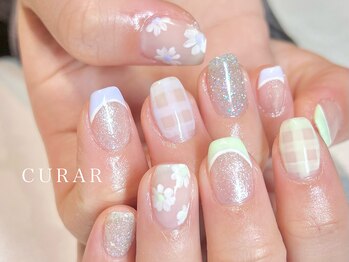 アイラッシュアンドネイル専門店 クラル 茅ヶ崎店(CURAR)/ギンガムチェック×フラワー