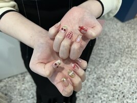 ぷっくりさくらんぼネイル/赤/冬