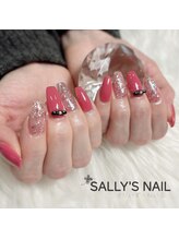 さりぃず ねぃる(SALLY’S NAIL)/コフィンカットでピンク&リボン