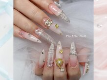 ピオミエルネイル 新宿(pio miel nail)/シアーピンク×ゴールドパーツ