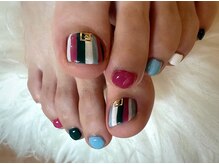 アミュリー ネイル アトリエ(Amury nail atelier)/ストライプ くすみカラー 大人