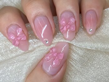 フォフォネイル 自由が丘(Fofo nail)/【さりげなチーク×リボン】