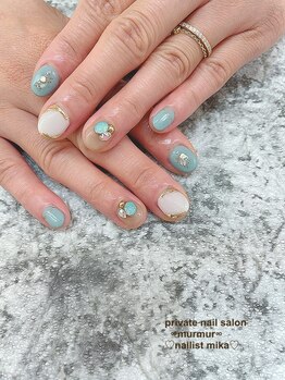 プライベート ネイルサロン マーマ(murmur)/ターコイズカラーネイル