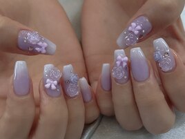 パープルグラデローズネイル