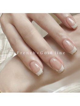 ネイルサロン オートクチュール 北浜店(Nail Salon Haute Couture)/ゴールドライン×フレンチネイル