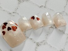 チェリーズネイル(Cherrys Nail)/ハート埋め込み フットネイル