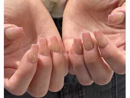 ベージュ×ピンクグラデーション