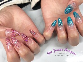 【ロングネイル】ラメグラネイル