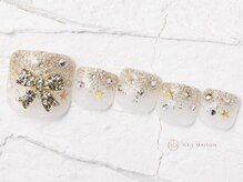 ネイルメゾン 池袋店(NAIL MAISON)/キラキラリボンゴールド￥11000