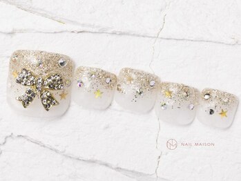 ネイルメゾン 池袋店(NAIL MAISON)/キラキラリボンゴールド¥11000