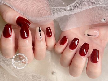 ルブリー(roovely)/ボルドーハートネイル