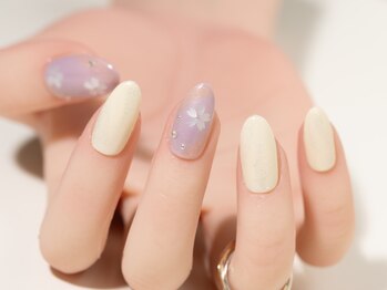 エムスラッシュネイル 本牧店(M SLASH)/春×桜のホログラムネイル