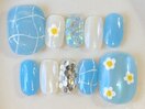 夏フットネイル アシンメトリー