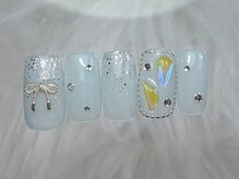 ネイルメゾン 渋谷店(NAIL MAISON)/ワンホンうるうるリボン￥7000