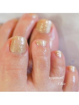 たゆ ネイル(たゆnail)/ゴールドワンカラーフットネイル