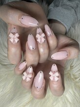 フラワーズネイル(flowers nail)/ガーリー/リボンネイル