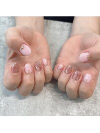 ピンク大理石ネイル