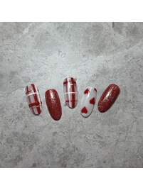 チェックとハートネイル♪冷水