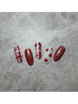 グラントネイル 和歌山店(GRANT NAIL)/チェックとハートネイル♪冷水