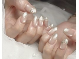 ベージュピンク×Vカット