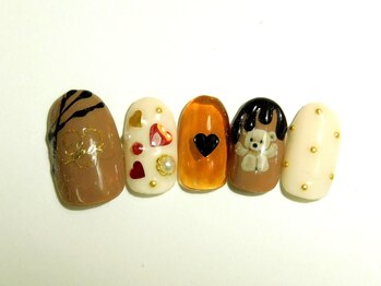 ネイルサロン ドレリッチ 大宮店(drerich)/【6990】くまちゃんバレンタイン