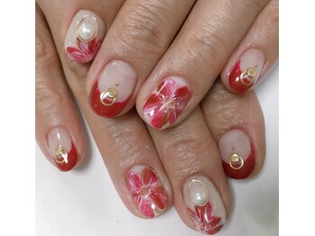 手書きフラワーネイル