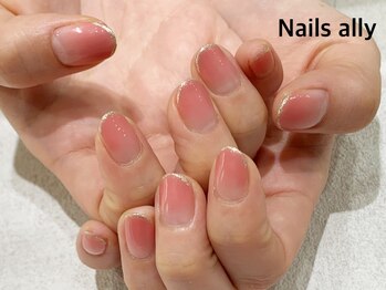 ネイルズアリー 立川店(Nails ally)/スキニーフレンチ×グラデ×春