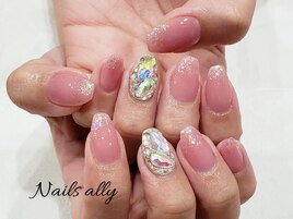 春色×キラキラ×ワンホンネイル