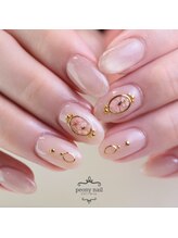 ピオニーネイル(peony nail)/ゴールドビジュー押し花